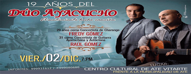 aniversario del Dúo Ayacucho en centro cultural de Ate Vitarte