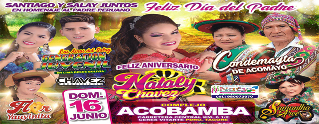 feliz aniversario NATALY CHAVEZ en ACOBAMBA dom 16 junio