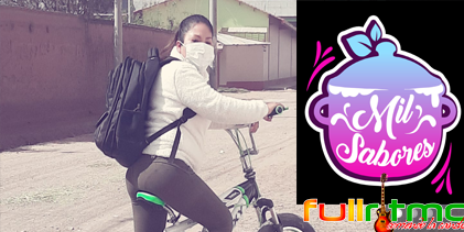 Rosario Flores con su bicicleta hace delivery